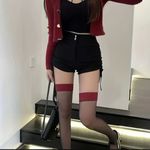 1 Pair Thin Light Two Tone Thigh Control Top Sheer‎ Over The Knee Socks One Size Photo 6