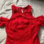 Material Girl Red Floral Lace cold shoulder Fit Flare A-line Mini Dress cocktail Photo 0