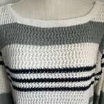 Boutique Striped Grey Black Striped Round Neck Loose Knit Sweater Women’s Size Small Photo 3