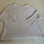 Free People Beach Ribbed Sweater Tan Size Medium Oversized 3/4 Sleeves Photo 0