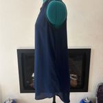 A Byer A. Byer Navy Sleeveless Blouse with Black Trim Photo 3