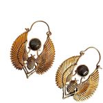 Egyptian Revival Scarab Wing Earrings with Labradorite Gold Photo 10