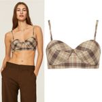 Favorite Daughter Ex Boyfriend Plaid Bra Top Brown Beige Size XL Photo 6