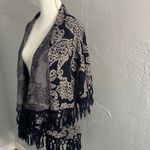 Coco + Carmen  Elegant blue and Cream Patterned Cape Photo 2