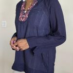 Lilly Pulitzer Navy Blue Lurex Stripe Coral Embroidery Tunic Top Size S Photo 12