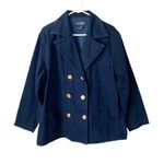 L.A. Blues  Vintage Double Breasted Denim Jean Pea Coat Jacket size 14-16 XL Gold Photo 0