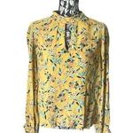 Anthropologie  Maeve Floral Balloon Sleeve Yellow Blue Keyhole Front Size 10 Photo 0