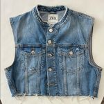 ZARA  Blue Denim Vest Waistcoat Size Medium Photo 2