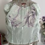 Retro Pastel Peppermint Candy Cane Blazer with Velvet Bow Jewel Silk Lining Pink Size 10 Photo 7