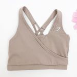 Gymshark Laser Cut Crossover Strappy Sports Bra: Taupe Photo 1