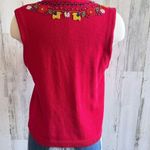 Vintage Floral Embroidered beaded Vest small Unique Embellished Knit boho Red Photo 1