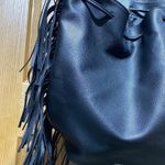 Victoria's Secret Black Fringe Tassel Backpack Drawstring Purse New Photo 2