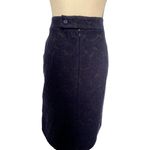 Marni Floral Lace Wool Skirt Womens Size 44 Navy Blue with Dark Gray Pencil Photo 6