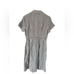 Quince 100% European Linen Button Front Dress Black Gingham Photo 7