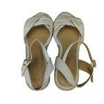Talbots  Espadrille Wedge Platform Sandals White Canvas Bow Ankle Strap‎ Sz 8M Photo 5