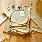 Forever 21 NWT  Tan Long sleeve ruched side tie Adjustable crop top Shirt Sz Med Photo 0