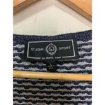 St. John Sport Blue White Knit Button Down Cardigan Jeweled Large Blue Photo 3