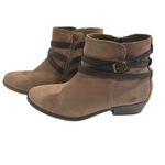 White Mountain  Jitter Taupe Ankle Bootie Women 9.5M Suede Leather Zip Buckle Photo 2