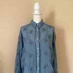 Sundance  Blue Catalog Cloverfield Cotton Tunic Shirt Sz M Embroidered Coastal Photo 4