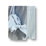 After Market S Blue White Cold Shoulder Striped Peasant Cottagecore Blouse NWT Photo 7