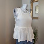 We The Free Free People  Anytime Tank Top Peplum Ivory/ Off-White Small Photo 5