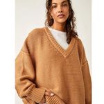 Free People  Alli V-neck Sweater in Camel Size Medium Photo 4