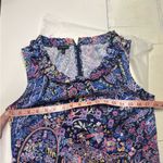 Talbots  Size 10 Paisley Shift Dress Mini Ruffle Neck Garden Party Maximalist Photo 3