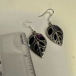 Kenneth Cole  silver tone and purple leaf earrings Photo 7