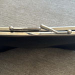 None Vintage black with gold kiss lock closure leather clutch bag Photo 4