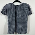 Madewell  Texture & Thread Blue White Stripe Puff Shortsleeve Shirt Women XS Photo 2