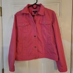 CHAPS Denim Hot Pink Jean Jacket Womens Large Stretch Cotton Trucker Jacket Y2K Photo 5