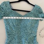La Femme  Formal Gown Beaded Lace Short-sleeved Mermaid Prom Dress 2 Photo 6