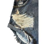 Impressions Distressed Denim Shorts Frayed Hem Ripped High Waist Blue Festival Cute Photo 1