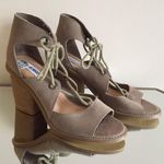 Steve Madden Tan Beige Suede Leather Carahh Lace Up Open Toe Heeled Sandals NEW Photo 2