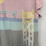 Jantzen  Vintage Sweater Large Acrylic Beach Life Guard Short Sleeve Knit Palm Photo 2