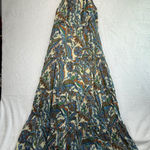 House Of Harlow 1960 Maxi Dress Floral Print Halter Neck Tiered XS Blue Photo 0