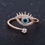 Cute Evil Eye Star Zircon Crystal Ring Gold Photo 3