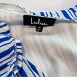 Lulus  Sun On My Side Blue‎ White Striped Tie Front Cutout Skater Dress MEDIUM Photo 9