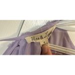 Vine & Love Vine & Love Mini Dress Tiered Babydoll Pom Dot Tie Neck Purple S Photo 3