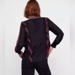 ZARA Embroidered with Ruffles Black and Red Women's Top Size XL (*or Large) Photo 2
