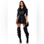 Akira  into the Matrix faux leather long sleeve mini dress black small NWT Photo 1