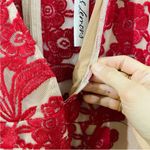 For Love & Lemons deep V-neck Layered
Lace Mini Dress in Wine Photo 6