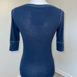 Abercrombie & Fitch Vintage Stretch Henley Top Navy Blue Medium 3/4 Sleeve Y2K Photo 1