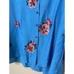 Kindred  Womens Floral Embroidered Button Up Shirt Top Size 1X Boho Blue Cottage Photo 2