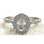 Boutique NEW Women’s Gold Filled Oval Halo Simulated Diamond, Sz 6 Photo 6