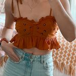 Free People Orange Crop With Embellishments  Photo 1