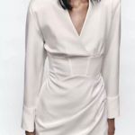 ZARA white dress wedding bridal shower corset mini long sleeve Photo 3