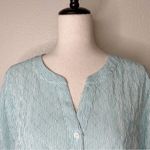 Chico's Chico’s Green Striped Diamond Textured Tie Front Shirt Photo 2