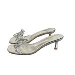 Wild Diva Y2K VTG. SILVER PEARL RHINESTONE CLEAR KITTEN HEEL SANDALS SZ. 9 ‎  Photo 3