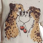 LETLUV for Anthropologie Cheetah Graphic Tee, Size XXS, New without Tag SOO White Photo 1